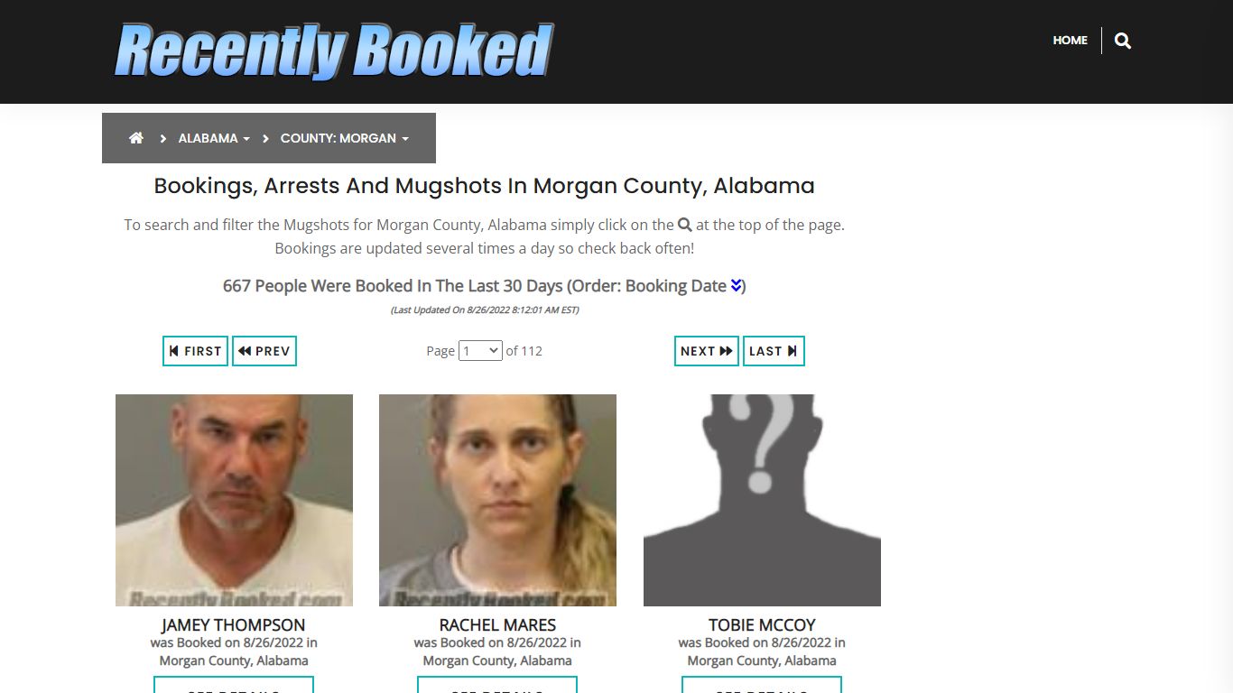Bookings, Arrests and Mugshots in Morgan County, Alabama